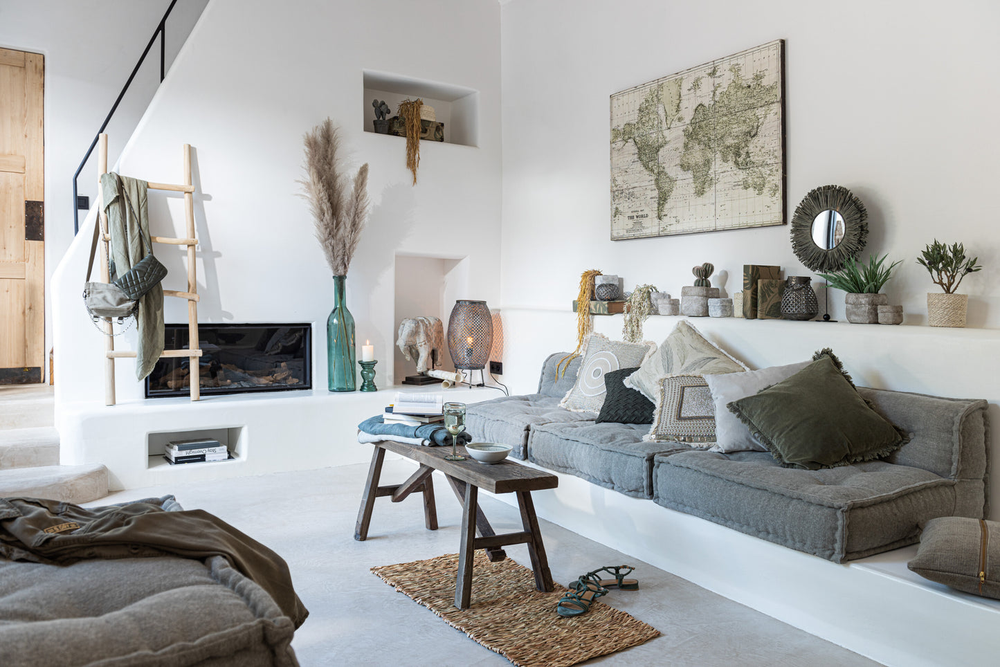 MUNDO - mapa sobre lienzo