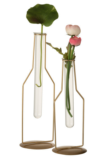 Tube vase in metal bottle